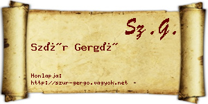 Szür Gergő névjegykártya